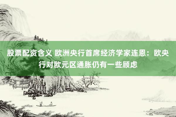 股票配资含义 欧洲央行首席经济学家连恩：欧央行对欧元区通胀仍有一些顾虑